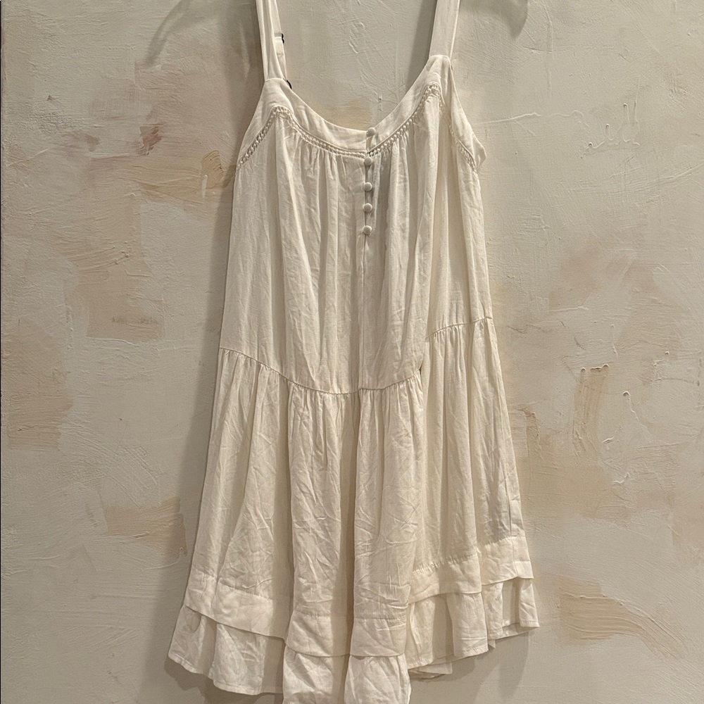Ivory Buttoned Mini Dress